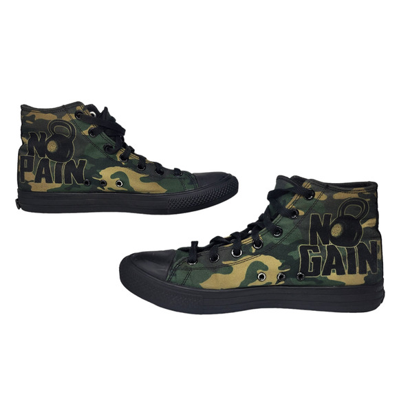 Green Black Camouflage Sneakers Mens 8.5 High Tops Raad No Pain No Gain Workout main image 6